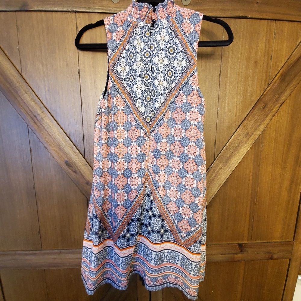 Mock neck short shift dress